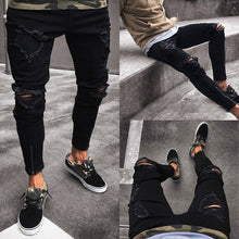 Load image into Gallery viewer, 2019 Jeans Trousers Men Cool Black Hole Jeans